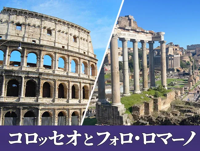 世界遺産コロッセオとフォロ・ロマーノ入場チケット付き！パラティーノの丘も行く半日観光ツアー（日本語公認ガイド案内）